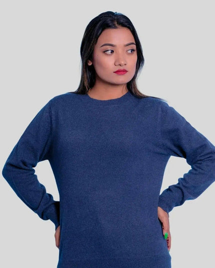 Italian Cashmere Classic Pullover in Blue Sweater for Women