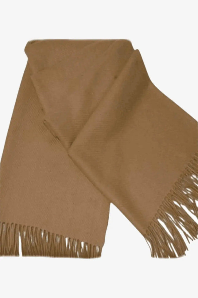 Italian Cashmere Luxury Scarf - Pure cashmere sourced, brown scarf with fringes