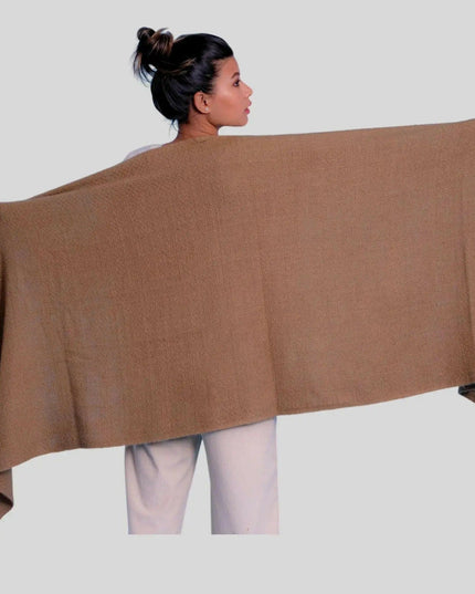 Italian Cashmere Scarf for Luxurious Winter Warmth: Woman wearing brown shawl