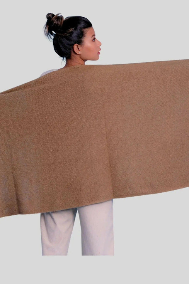 Italian Cashmere Scarf for Luxurious Winter Warmth: Woman wearing brown shawl