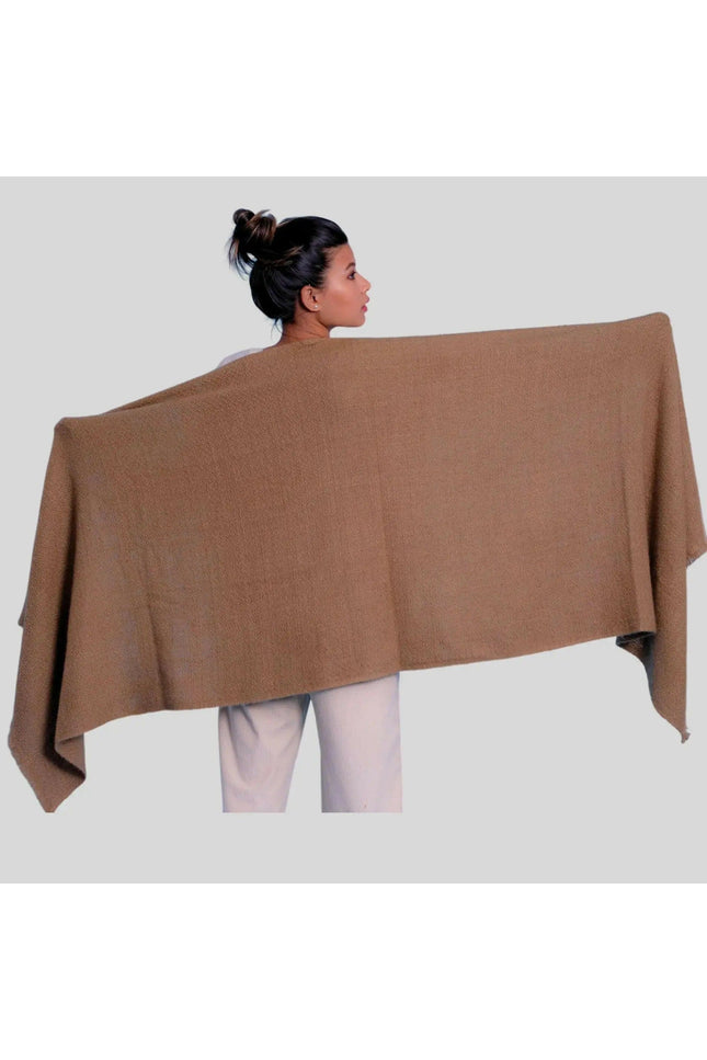 Italian Cashmere Scarf for Luxurious Winter Warmth: Woman wearing brown shawl
