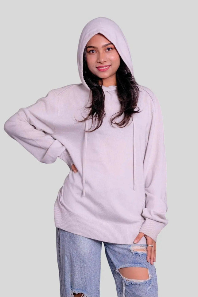 Italian Cashmere Scarf - KCI 307: Woman in pink sweater and ripped jeans