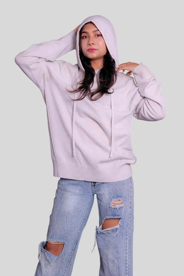 Italian Cashmere Scarf - KCI 307 featuring a woman in pink hoodie