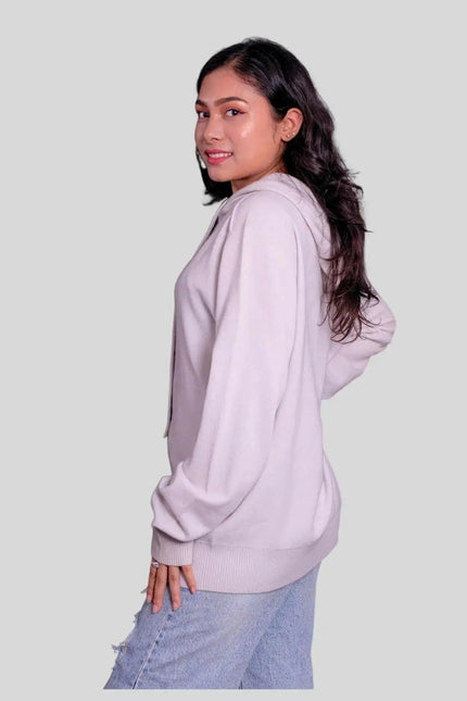 Italian Cashmere Scarf - KCI 307: Woman in pink sweater and jeans