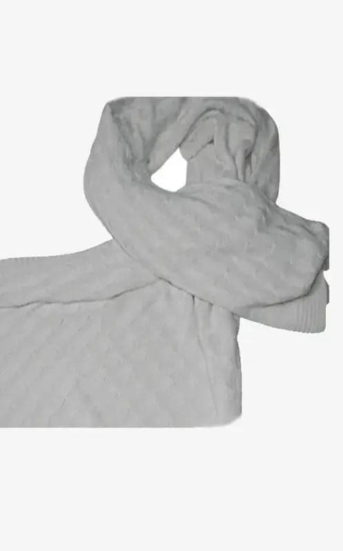 White mixed cashmere scarf KCI 113 displayed on white background