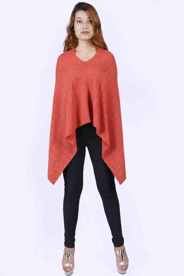 KCI 120 cashmere poncho outfit with black pants and heels