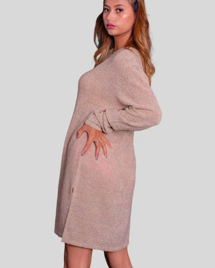 Woman in beige sweater dress - KCI 279 Women Dress with exemplary craftsmanship and luxurious comfort