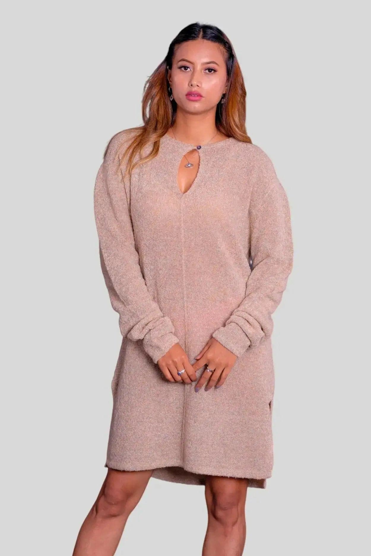 KCI 279 Women Dress in Beige Sweater - Exemplary Craftsmanship and Luxurious Comfort