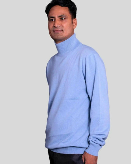 KCI 287 Men High Neck Cashmere Pullover Blue Sweater