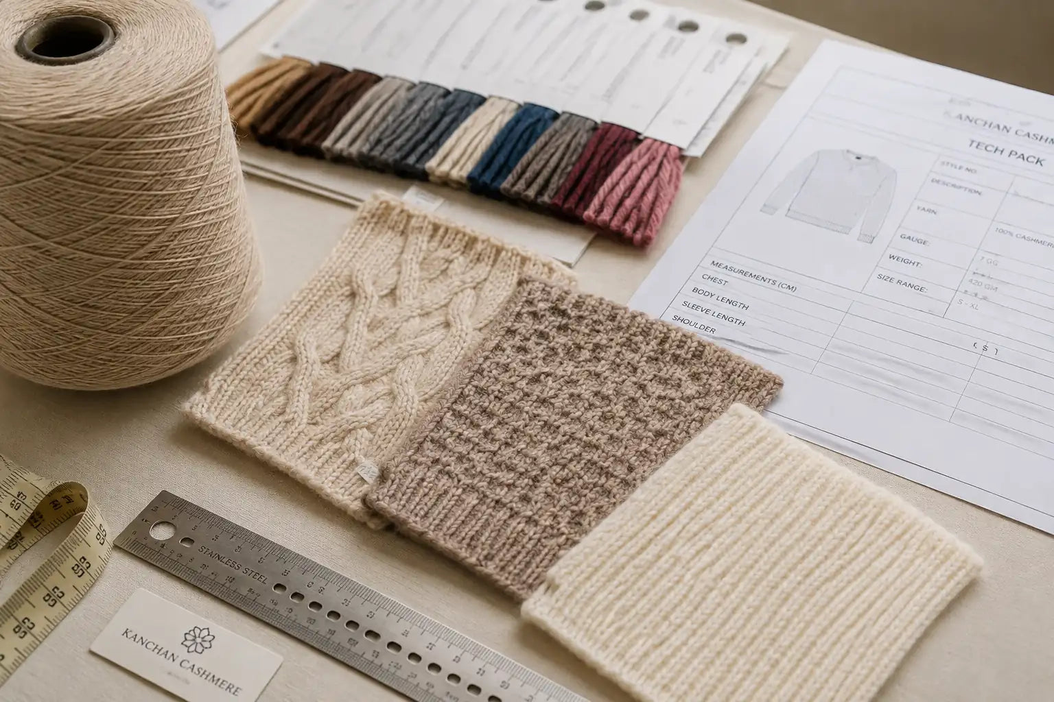 Kaschmir-Strickdetail und -Entwicklung bei Kanchan Cashmere