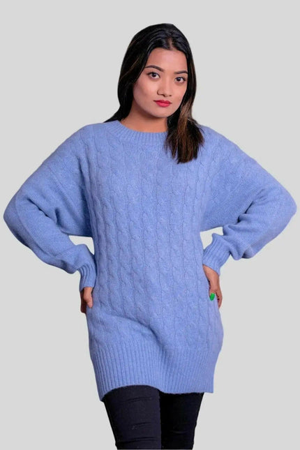 Luxurious Cashmere Cable Pullover in Blue Sweater
