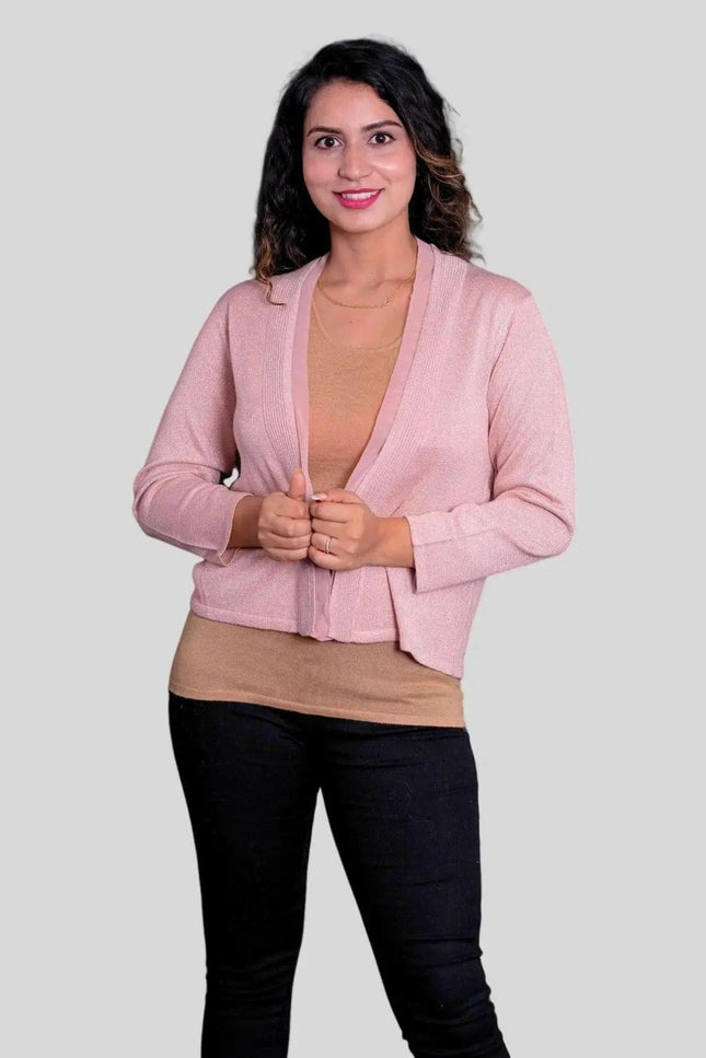 Luxurious Cashmere Short Cardigan in Pink from Kanchancashmere