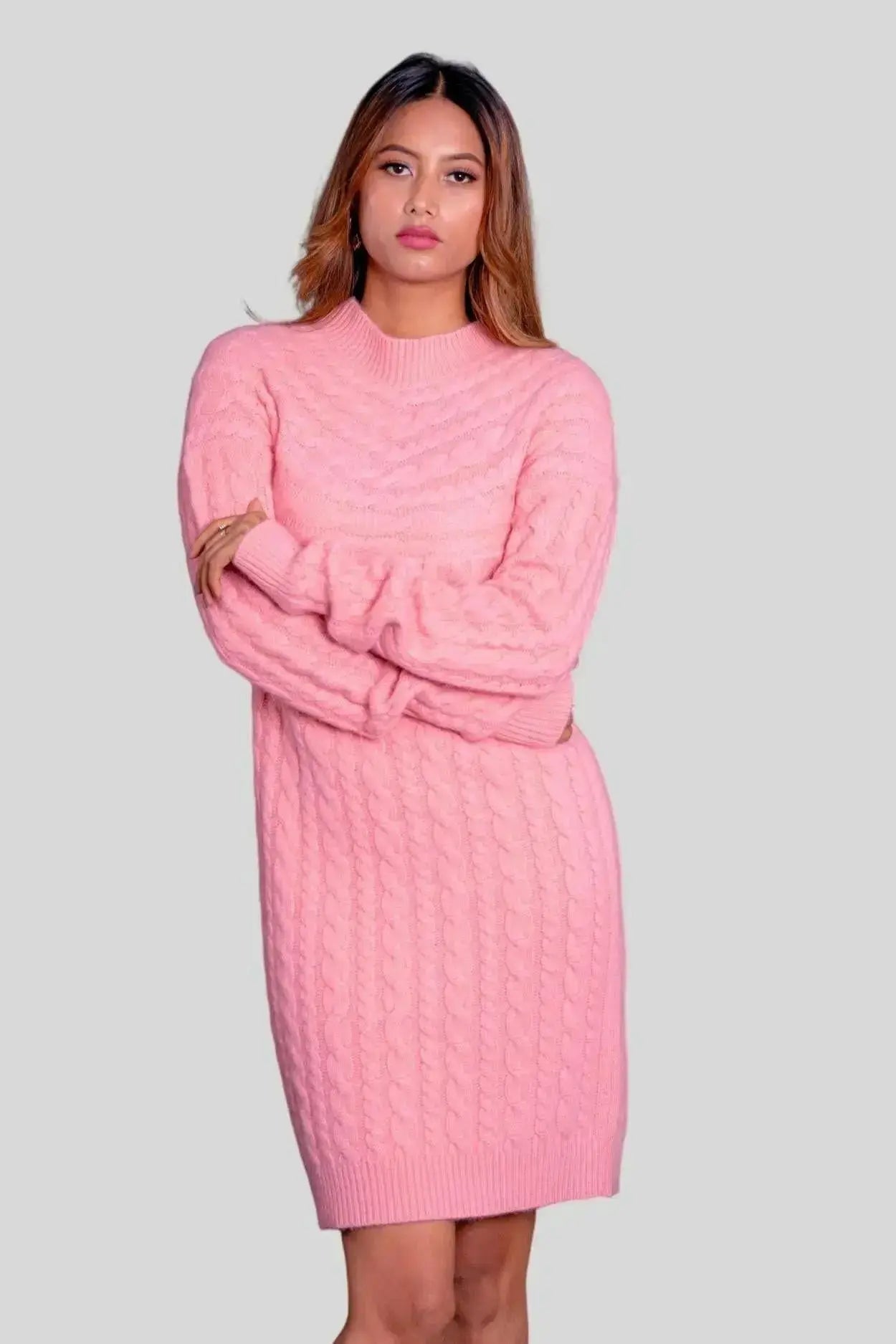 pink cashmere dress HOLLY Wool Cashmere Dress: Seasonal Elegance and Comfort