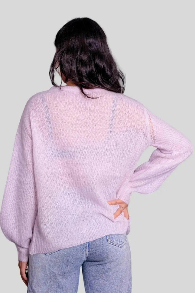 Luxurious Italian Cashmere Crew Neck Pullover in Pink Sweater