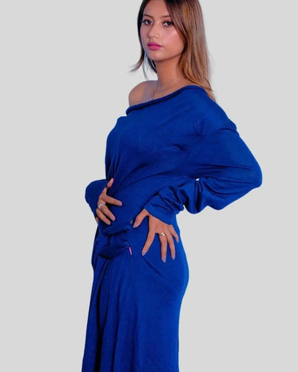 Luxurious Italian Cashmere Dress in Blue