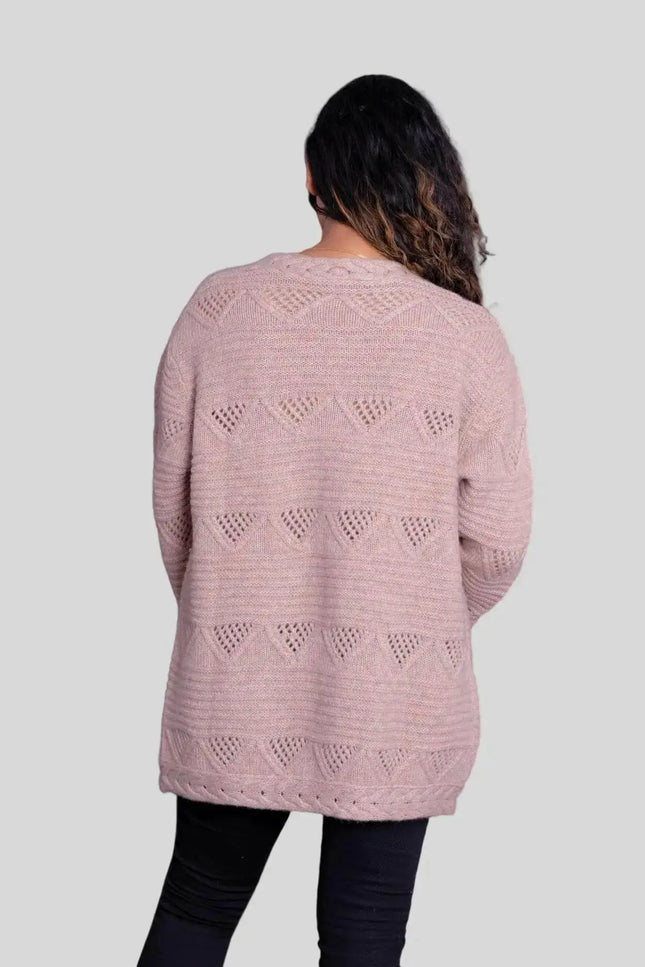 Luxurious Italian Cashmere Open Cardigan for Women with Pink Sweater Style