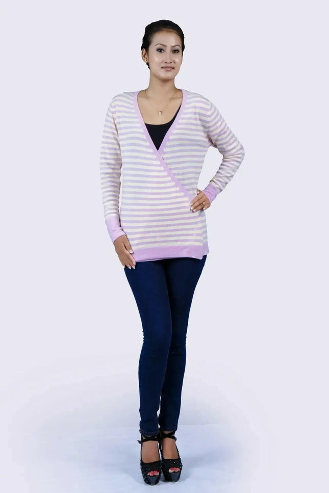Stylish Striped Cashmere Cardigan for Women