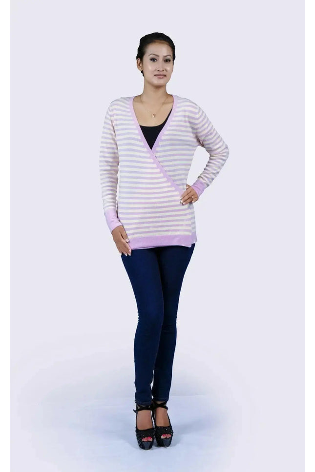 Stylish Striped Cashmere Cardigan for Women