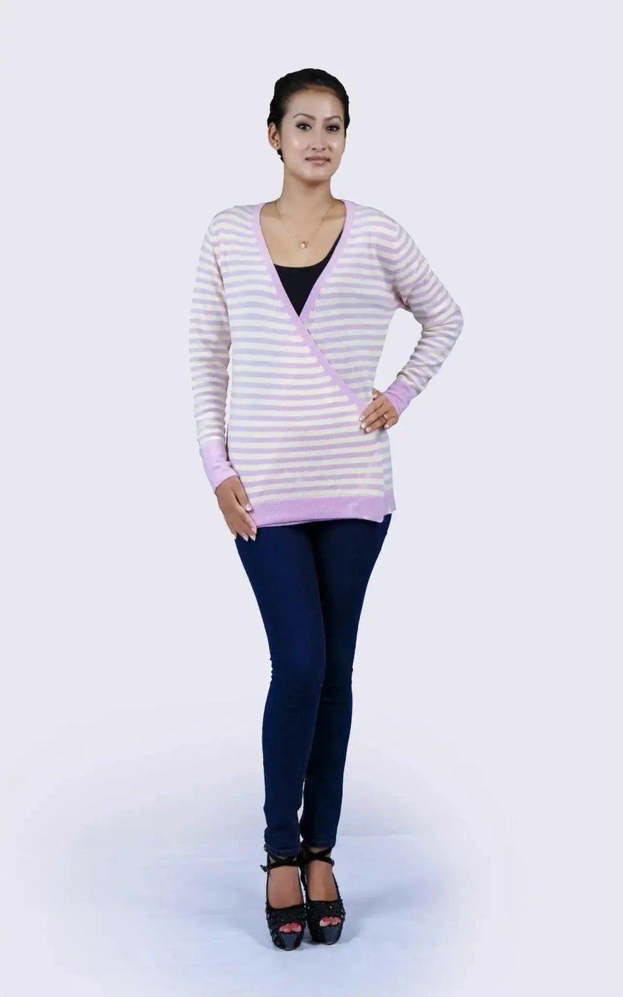 Stylish Striped Cashmere Cardigan for Women