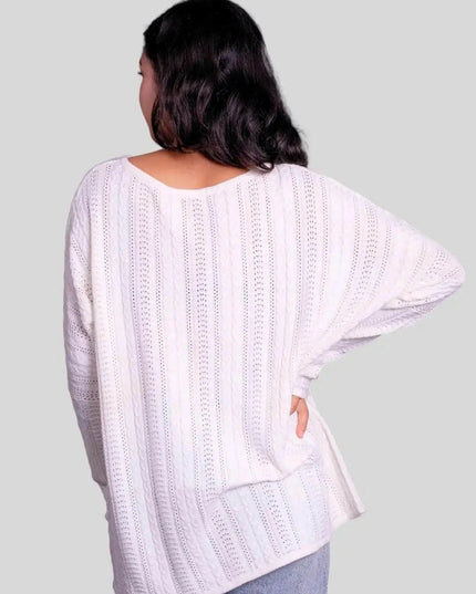 Luxurious Italian Cashmere Sweater: Woman in white long sleeve sweater