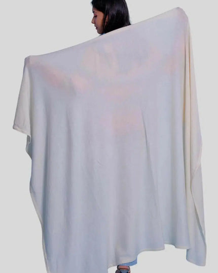 Luxurious Italian Cashmere Throw - woman standing in front of white background
