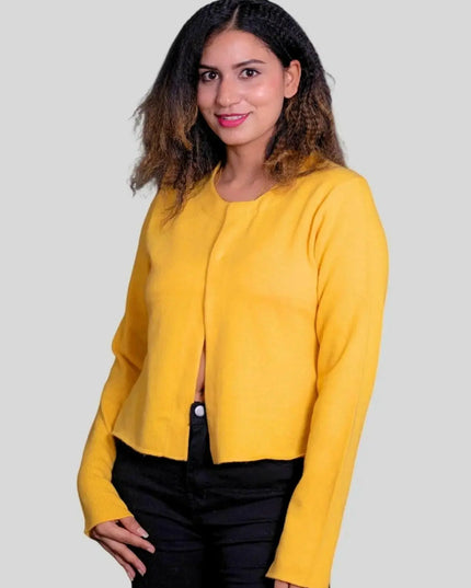 Luxurious Women’s Cashmere Cardigan Yellow Jacket