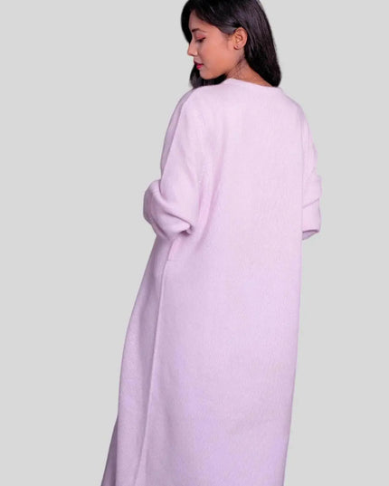 Luxury Cashmere Long Cardigan in Pink Coat for Women