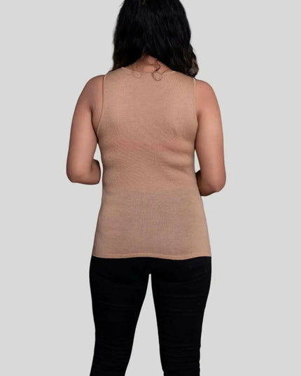 Luxury Cashmere Women’s Top - Ultimate comfort in beige and black outfit