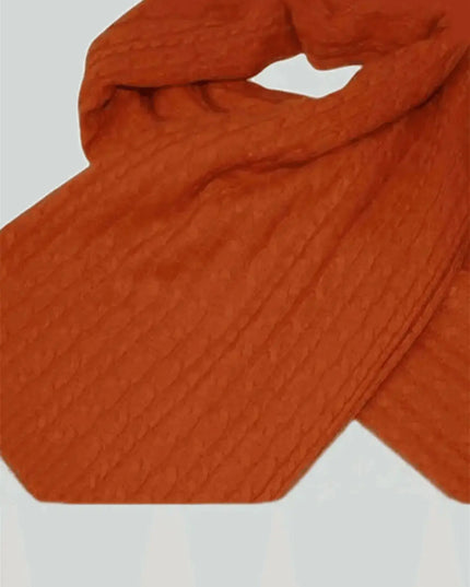 Rusty Orange Cashmere Cable Throw - high quality cashmere cable accessory