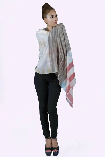 Stylish woman in white shirt and black pants wearing Women Cashmere Scarf || KCI 155
