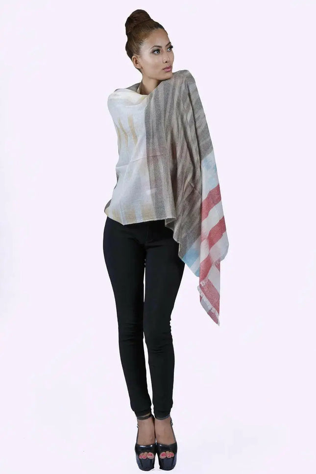Stylish woman in white shirt and black pants wearing Women Cashmere Scarf || KCI 155